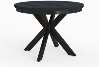 MEBLINI Esstisch Rund Ausziehbar aus Metall - 100-176x77 cm - BAGIO - Schwarz Matt - Loft - Esszimmertisch Modern - Küchentisch - Ausziehtisch - Round Dining Table - Esszimmertische