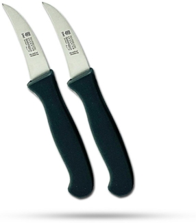 SMI Schälmesser Obstmesser Küchenmesser Solingen Gemüsemesser gebogene Klinge 2 Stück, schwarz, Klinge aus rostfreiem Stahl