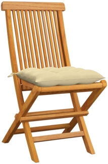vidaXL Gartenstühle mit Cremeweißen Kissen 6 Stk. Massivholz Teak 3065607
