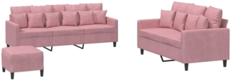 vidaXL 3-tlg. Sofagarnitur mit Kissen Rosa Samt 3201733