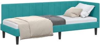 vidaXL Eckbettgestell mit Kopfteil Türkis 80 cm x 200 cm Samt 42016336