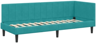 vidaXL Eckbettgestell mit Kopfteil Türkis 80 cm x 200 cm Stoff 42016336