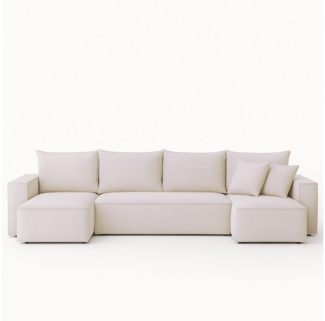 NEXT COLLECTION Ecksofa VELO U, Funktion Schlafen, Behälter für Bettzeug, lose Zierkissen mit Reißverschlüssen