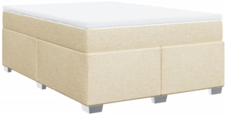 vidaXL Boxspringbett mit Matratze Creme 160x200 cm Stoff 3285149