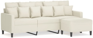 vidaXL 3-Sitzer-Sofa mit Hocker Creme 180 cm Samt 3201115