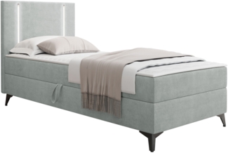 Boxspringbett Ono 1 mit LED-Beleuchtung und Bettkasten (Farbe: Manila 14, Seite: Links, Größe: 90 x 200 cm)