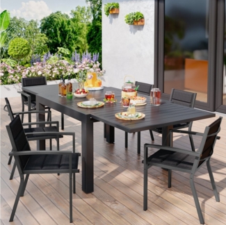 HOMALL Gartentisch Gartenanbautisch 80/160 cm,ausziehbarer Aluminiumtisch (ohne Stühle) (Mehrfach-Esstisch mit wetterfester und rostfreier Ausführung für Terrasse, Garten, Pool)