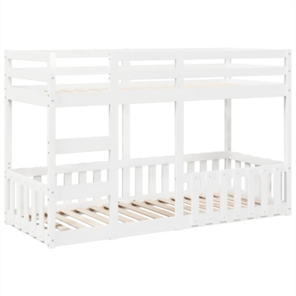 vidaXL Etagenbett Weiß 90x190 cm Massivholz Kiefer 3308593
