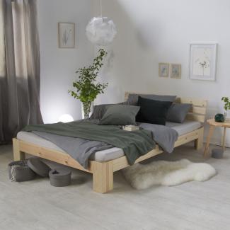 Doppelbett Holzbett Futonbett 180x200 natur Kiefer Bett Bettgestell Massivholz