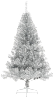 vidaXL Künstlicher Halb-Weihnachtsbaum mit Ständer Silber 180 cm PET 344697