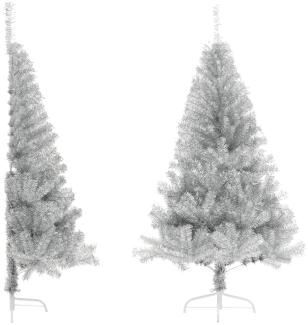 vidaXL Künstlicher Halb-Weihnachtsbaum mit Ständer Silber 180 cm PET 344697