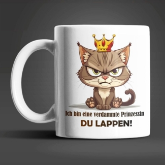 WS-Trend Tasse Katze Prinzessin witzige lustige Keramik Kaffeetasse Teetasse, Keramik, Geschenk