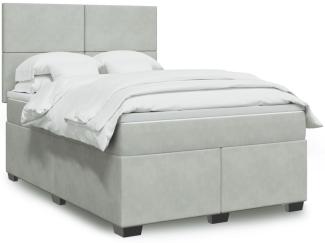 vidaXL Boxspringbett mit Matratze Hellgrau 140x190 cm Samt 3293200