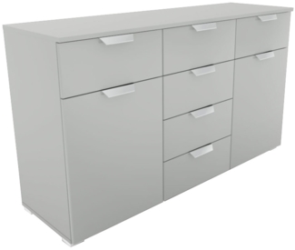 Kommode Antigua / Aditio-C/CHR/SN , Glas, Holzwerkstoff , Grau , 140 x 81 x 42 cm