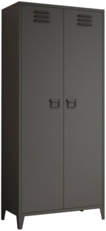 Dmora 2-türiger MehrzweckschrankPezzaze, Multifunktionale Möbel, Schuhschrank, Besenschrank, 80x30 h180 cm, Schiefer