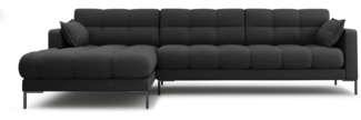 Micadoni Ecksofa Mamaia 5-Sitzer Links Strukturierter Stoff Dunkelgrau Metall schwarz