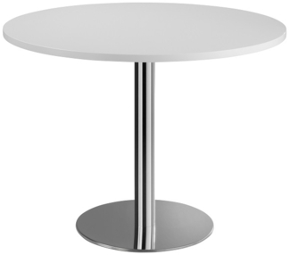 Runder Besprechungstisch STF10 100cm Weiß Gestell:Chrom
