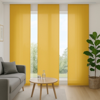 Flächenvorhang mit Klettband, Paneelwagen und Schleuderstab, ( BxL ) 60x245 cm in , blickdichte Schiebegardine mit Klett in vielen Farben Gelb