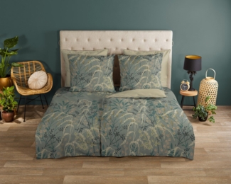 good morning Wendebettwäsche Silve, Renforcé, 3 teilig, 100% Baumwolle, Renforcé, Reißverschluss, Wendeoptik, Blätter