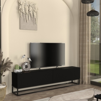 TV-Lowboard Verpsboga langes Gestell 180 x 32 x 47 cm Schwarz [en. casa]