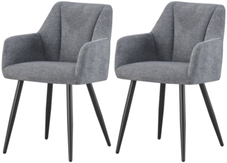 Barcelona Stuhl 2er Set - Stuhl (B/H/T): 55 x 82 x 62 cm in Anthrazit