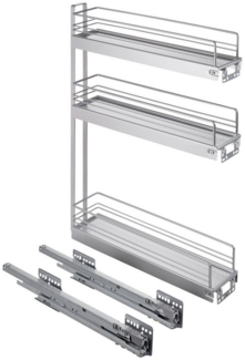 SO-TECH® Auszugsunterschrank 15er Unterschrankauszug Classic 90° silbergrau 3-etagig Seitenmontage rechts passend für 15 cm breite Schränke