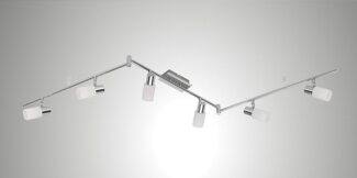TRANGO LED Deckenleuchte, 6-flammig 2864-068 LED Deckenstrahler Chrom-Optik & Aluminium gebürstet GRACE inkl. 6x G9 LED Leuchtmittel 3.000K warmweiße Lichtfarbe Badleuchte, Flurleuchte, Küchenleuchte, Schwenkbare LED Deckenlampe, Kronleuchter