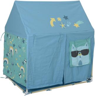 Spielzelt Katze COSMO - Spielhaus für Kinder - Polyester u. Baumwolle - L: 1,10m - H: 1,20m - blau