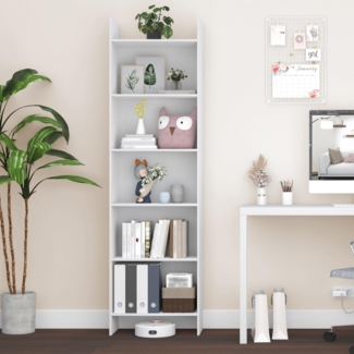 Bcherregal, Regal, Standregal, Broregal, mit 6 F?chern, offen, fr Wohnzimmer, Arbeitszimmer, Bro, als Raumteiler, 24 x 48 x 170 cm, Wei?