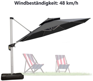 PURPLE LEAF Ampelschirm Rundes luxuriöses Außenbereich Doppeldach Sonnenschirm, Gartenschirm, LxB: 330,00x330,00 cm, für Garten,Terrasse, Pool