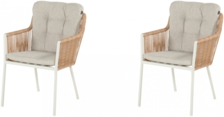 Hartman Cairo Twisted Wicker Dining Stuhl mit weißem Gestell inkl. Sitz- und Rückenkissen