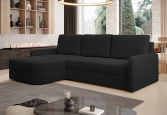 AX LIVING Ecksofa mit Schlaffunktion Nebbiolo 250 cm breit – schwarz