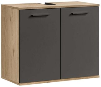 mokebo Waschbeckenunterschrank Der Waschbär (mit Einlegeboden) Waschtischunterschrank oder Badezimmerschrank in Eiche Schwarz