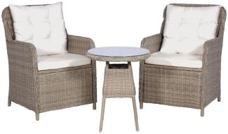 vidaXL 3-tlg. Bistro-Set mit Auflagen und Kissen Poly Rattan Braun 44150