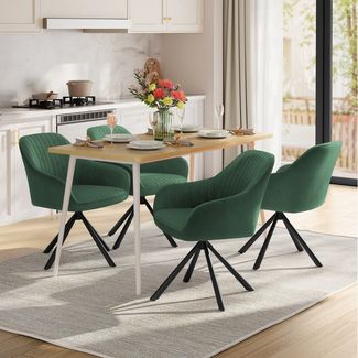 SONGMICS Esszimmerstuhl Esszimmerstuhl, Küchenstuhl, Sessel drehbar (6 St), Küchenstuhl drehbar, Stahlbeine, Samt, Polsterstuhl mit Armlehnen