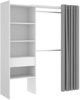 Dmora Großer Kleiderschrank Arim, Struktur für begehbaren Kleiderschrank, offener Kleiderbügel, 160 x 50 x 205 cm, Weiß und Grau