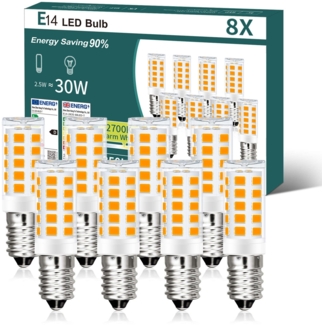 ZMH E14 LED Bulb Glühbirne Lampe 8er: E14 Vintage Warmweiß Lights 2700K Bulbs 2.5W Retro Birne Hochwertiges Energiesparlampe für Hotel Café Haus Bar