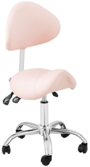 Physa Drehstuhl Sattelstuhl Sattelhocker mit Lehne Rollhocker Rosa & Silbern