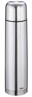 Cilio 1L Isolierflasche mit Becher Colore | Silber