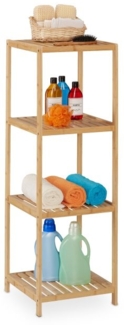 Relaxdays Badregal mit 4 Ablagen, Bambus natur, 38 x 39,5 x 116,5 cm