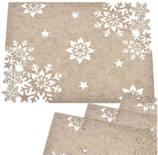 matches21 HOME & HOBBY Platzset Tischsets 4er Set Filz beige Weihnachtsdeko Tischdeko 40x30 cm, (4-St), modernes Esstisch Platzdeckchen als abwaschbarer Tischuntersetzer