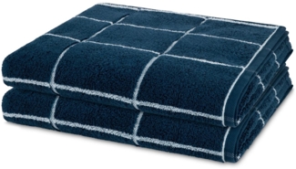 Ross Sensual Skin Karo 2 tlg. Frottier-Set - 2 X Duschtuch (75 X 140cm) - 500 - Nachtblau