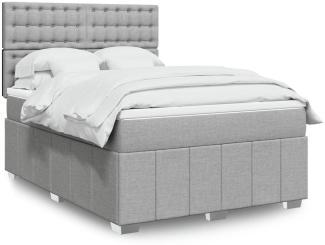 vidaXL Boxspringbett mit Matratze Hellgrau 140x200 cm Stoff 3291705