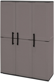 Dmora Amordel Outdoor-Garderobe, Outdoor-Möbel, Mehrzweck-Balkongarderobe, 100 % Made in Italy, Grau und Schwarz, gestreifte Oberfläche, 102 x 37 x 163 cm