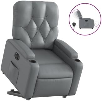 vidaXL Relaxsessel mit Aufstehhilfe Elektrisch Grau Kunstleder 3204789