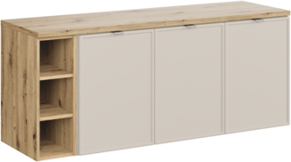 Badmöbel-Set 140 cm mit Tischplatte (46x140cm), Kaschmir matt,Eiche Artisan
