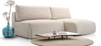 AX LIVING L Sofa beige Montecio – Couch Sofa L mit Schlaffunktion R