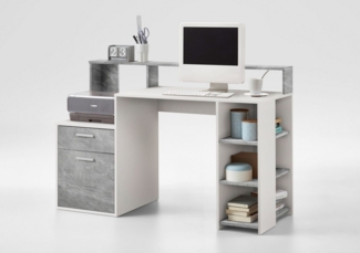 PREISBRECHER Schreibtisch BOLTON, in weiß-Beton LA - 138,5x91,6x53,5cm (BxHxT)