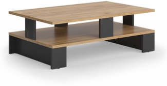 Vicco Couchtisch Goldkraft Eiche/Anthrazit 80x50 cm mit zwei Ebenen, Belina