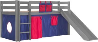 Vipack 'Pino' Spielbett mit Rutsche, Vorhang, Rolllattenrost, Textilset 'Domino', 90x200 cm